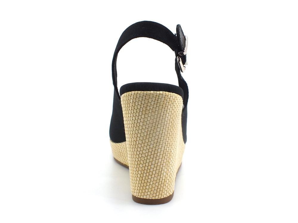 TOMMY HILFIGER Sandalo Zeppa Tessuto Black FW0FW04789 - Sandrini Calzature e Abbigliamento