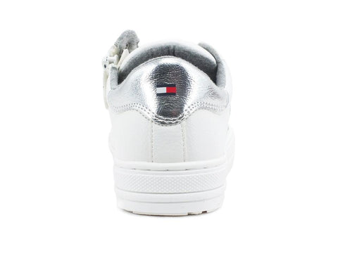 TOMMY HILFIGER Sneaker Bambina Lacci White Silver T3A4-31024 - Sandrini Calzature e Abbigliamento