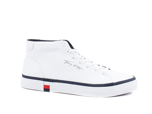 TOMMY HILFIGER Sneaker Mid Logo White FM0FM03740 - Sandrini Calzature e Abbigliamento