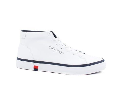 TOMMY HILFIGER Sneaker Mid Logo White FM0FM03740 - Sandrini Calzature e Abbigliamento
