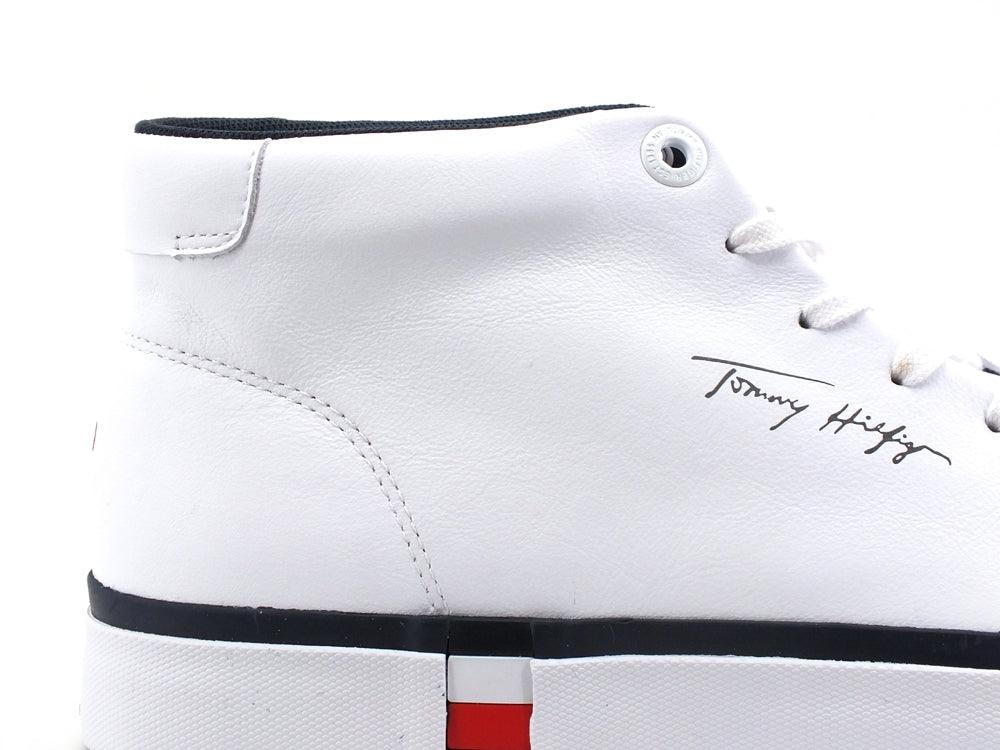 TOMMY HILFIGER Sneaker Mid Logo White FM0FM03740 - Sandrini Calzature e Abbigliamento