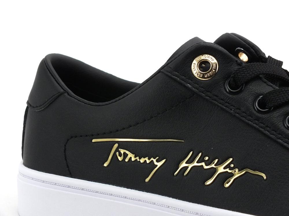 TOMMY HILFIGER Sneaker Pelle Logo Oro Black FW0FW05543 - Sandrini Calzature e Abbigliamento