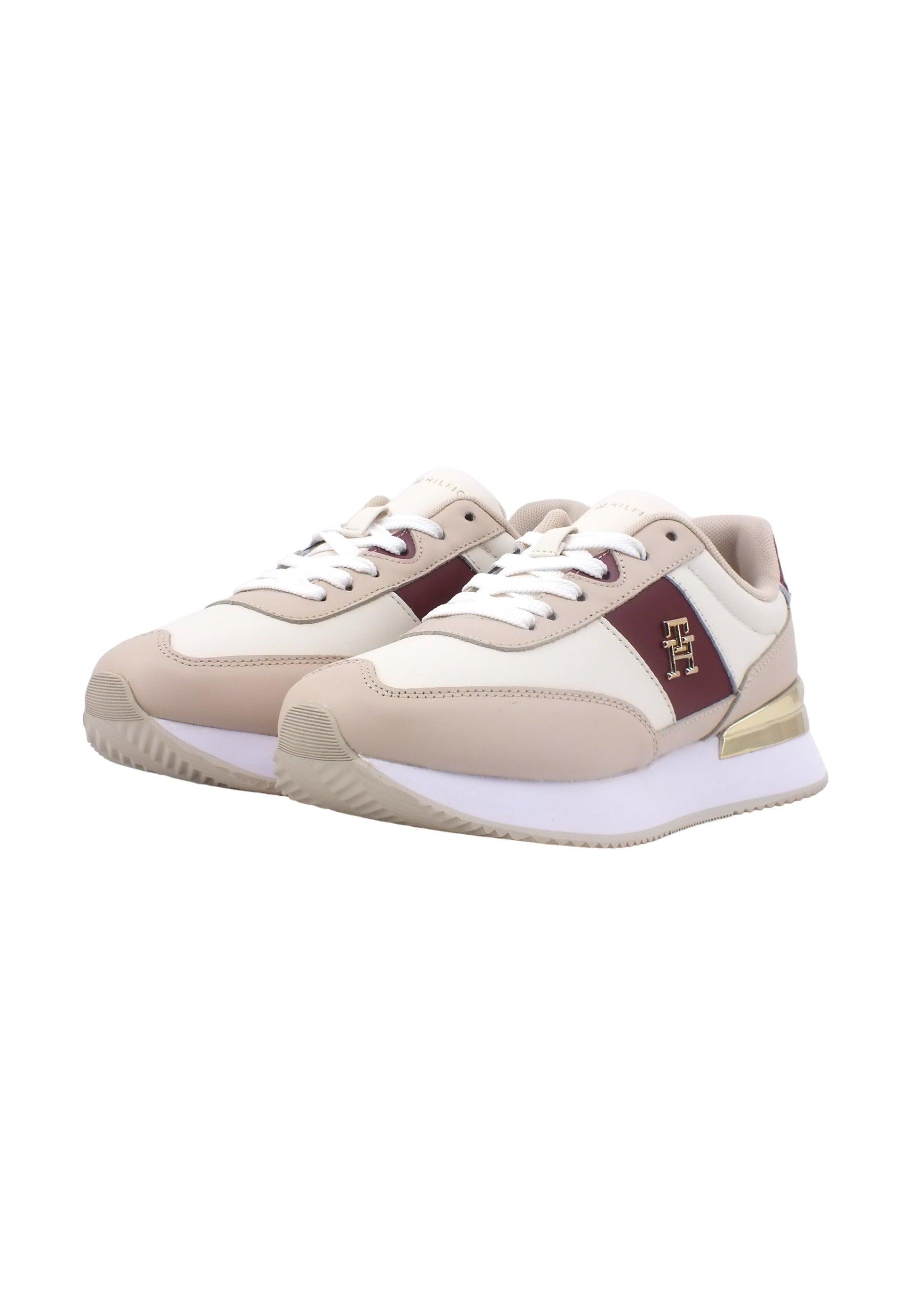 TOMMY HILFIGER Th Elevated Feminine Running Sneaker Donna Ancient White FW0FW07306 - Sandrini Calzature e Abbigliamento