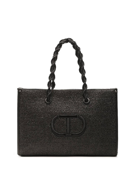 TWINSET Borsa Shopper Macramè Nero 231TD8400 - Sandrini Calzature e Abbigliamento