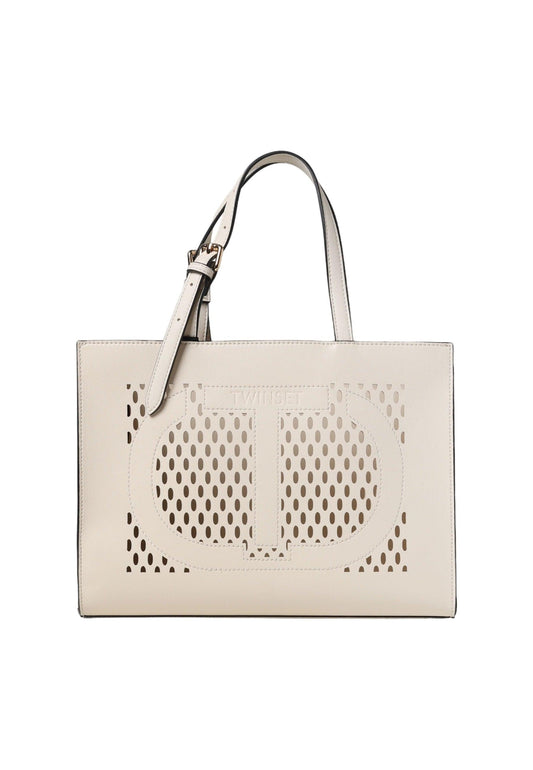 TWINSET Borsa Shopper Traforata Avorio Beige 231TD8171 - Sandrini Calzature e Abbigliamento