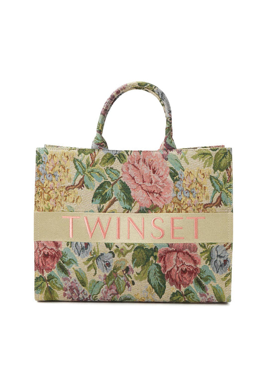 TWINSET Borsa Tote Ricamo Fiori Fantasia Gobeline 232TD8240 - Sandrini Calzature e Abbigliamento