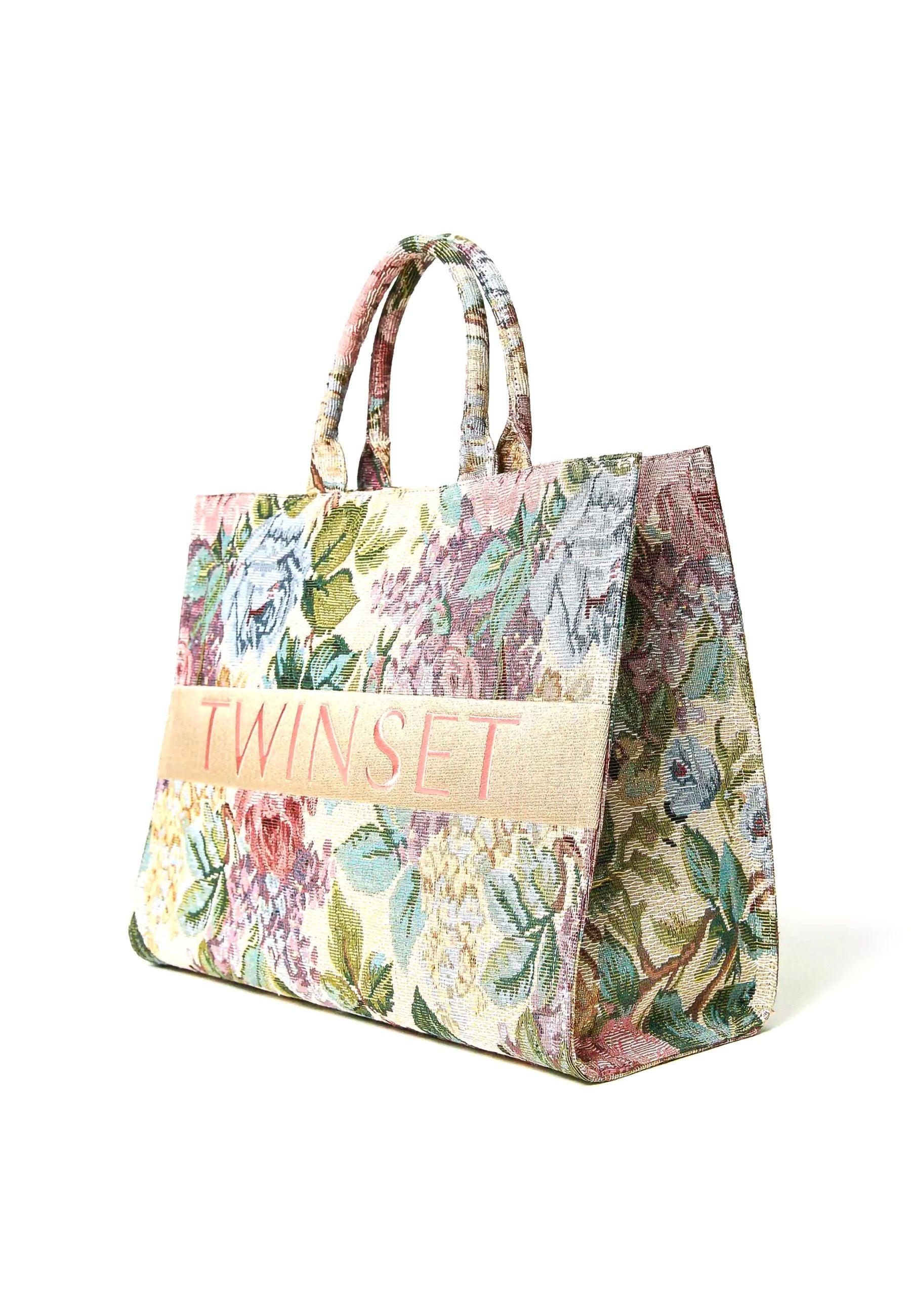 TWINSET Borsa Tote Ricamo Fiori Fantasia Gobeline 232TD8240 - Sandrini Calzature e Abbigliamento