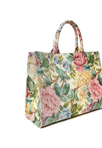 TWINSET Borsa Tote Ricamo Fiori Fantasia Gobeline 232TD8240 - Sandrini Calzature e Abbigliamento