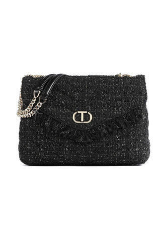 TWINSET Borsa Tracolla Tweed Nero 232TD8200 - Sandrini Calzature e Abbigliamento