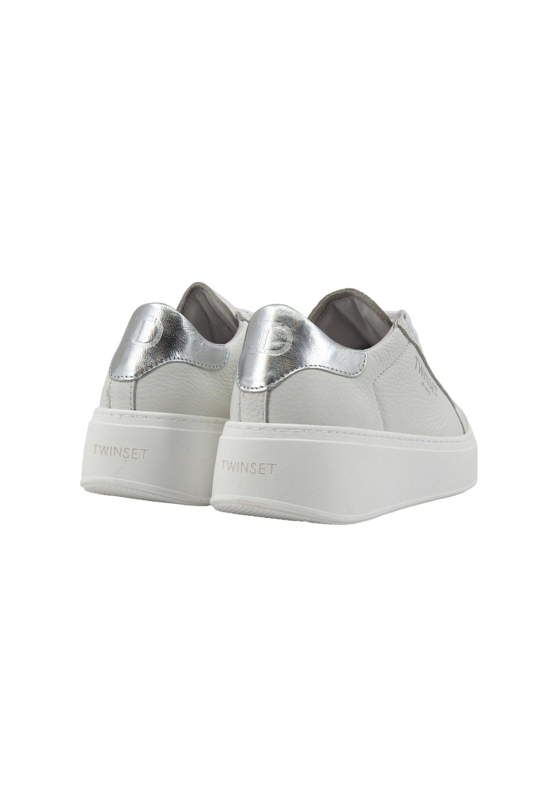 TWINSET Sneaker Donna Bianco Ottico Argento 241TC050 - Sandrini Calzature e Abbigliamento