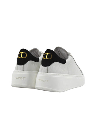 TWINSET Sneaker Donna Bianco Ottico Nero 241TCT094 - Sandrini Calzature e Abbigliamento