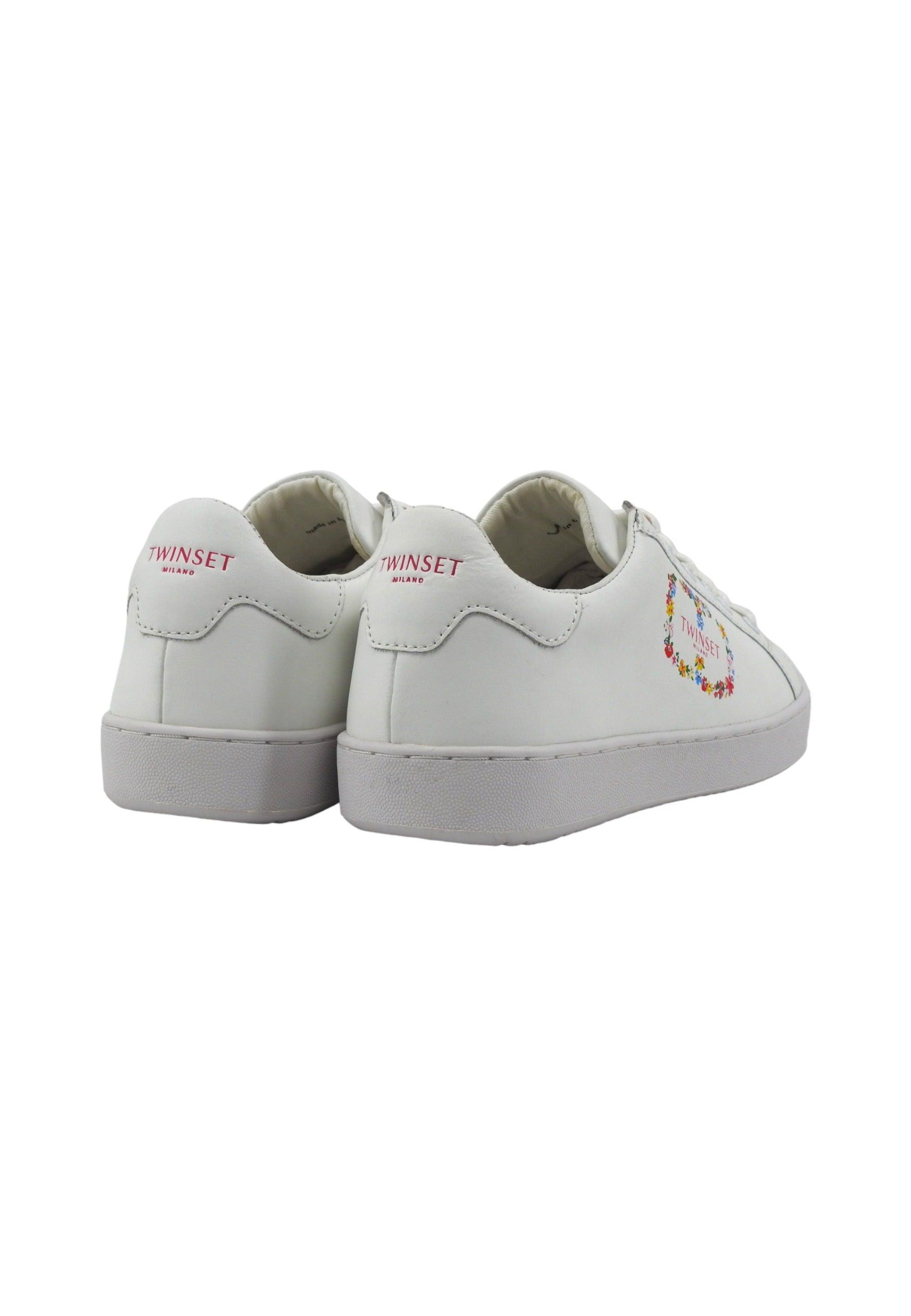 TWINSET Sneaker Donna Flower Bianco Ottico 241TC046 - Sandrini Calzature e Abbigliamento