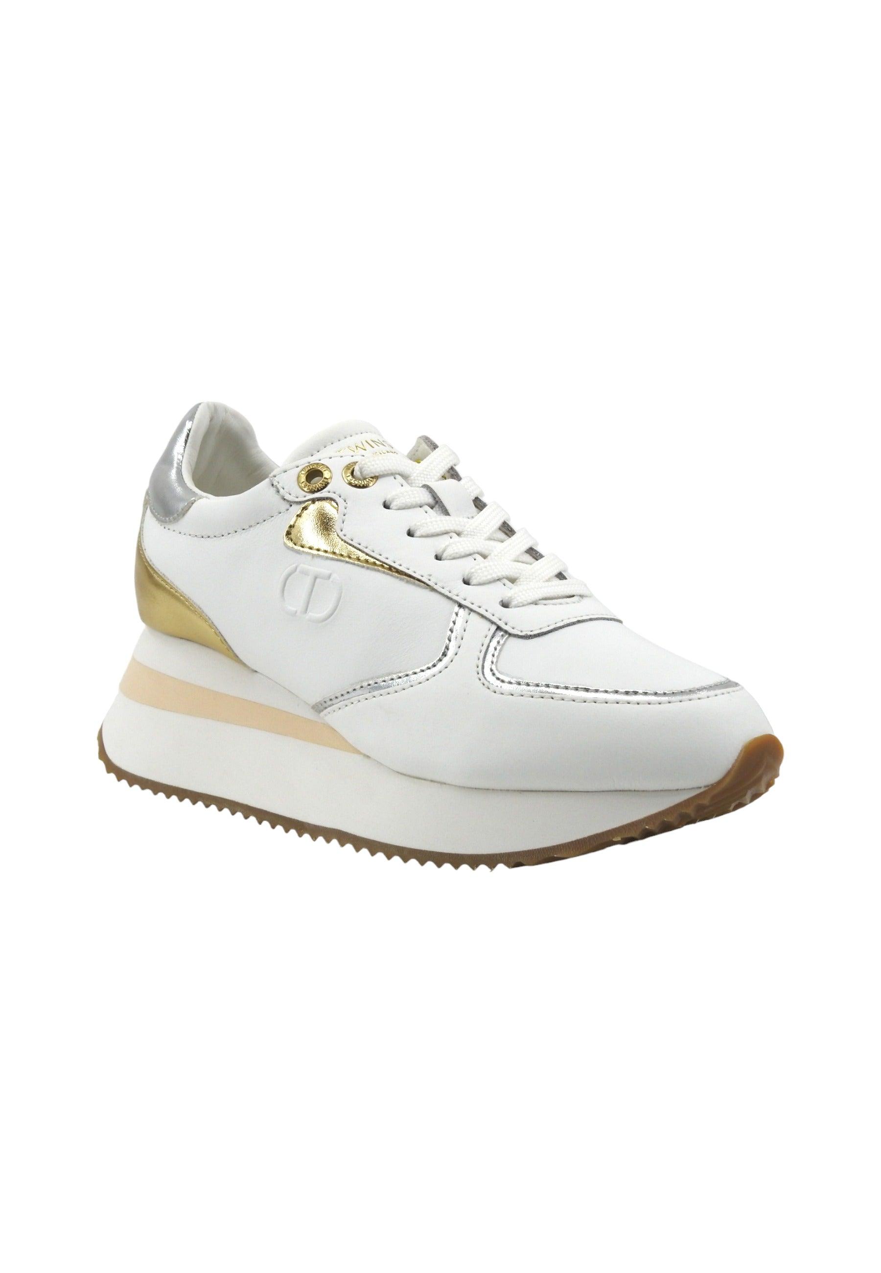 TWINSET Sneaker Donna Platform Multi Bianco Ottico Gold Silver 241TC080 - Sandrini Calzature e Abbigliamento