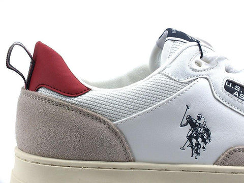 U.S. POLO ASSN. Sneaker Logo Eco Suede Bianco Rosso - Sandrini Calzature e Abbigliamento