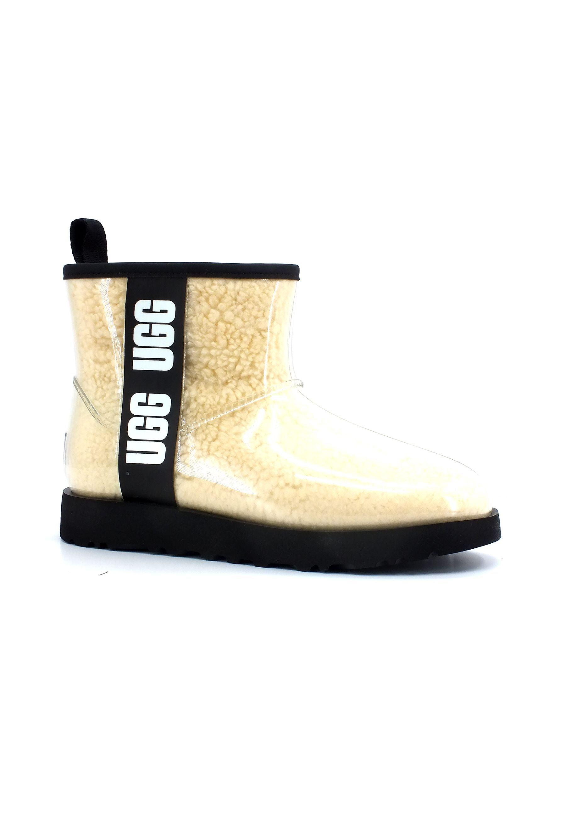 UGG Classic Clear Mini Stivaletto Pelo Donna Natural Black W1113190 - Sandrini Calzature e Abbigliamento