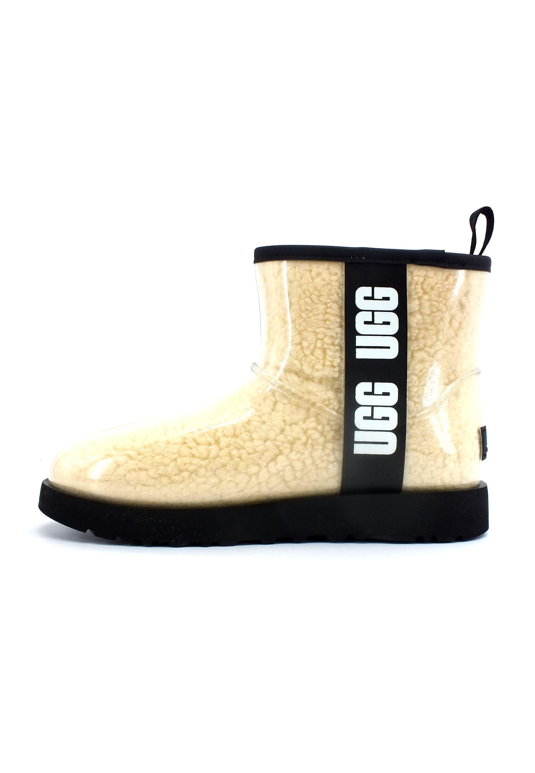 UGG Classic Clear Mini Stivaletto Pelo Donna Natural Black W1113190 - Sandrini Calzature e Abbigliamento