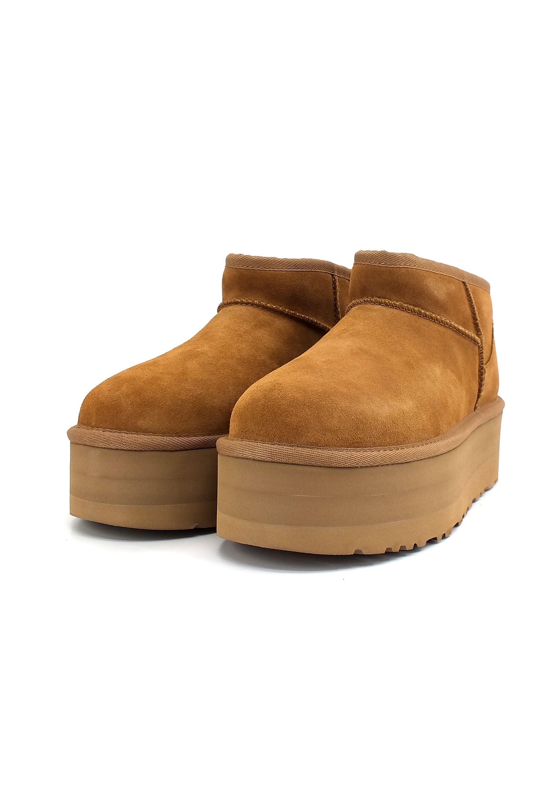 UGG Classic Ultra Mini Platform Stivaletto Pelo Donna Chestnut W1135092 - Sandrini Calzature e Abbigliamento