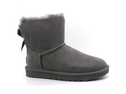 UGG W Classic Mini Bailey Bow II Stivaletto Pelo Grey W1016501 - Sandrini Calzature e Abbigliamento