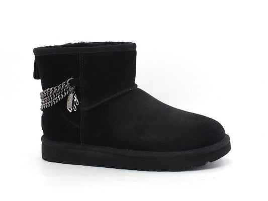 UGG W Classic Mini Chains Stivaletto Pelo Black W1123668 - Sandrini Calzature e Abbigliamento