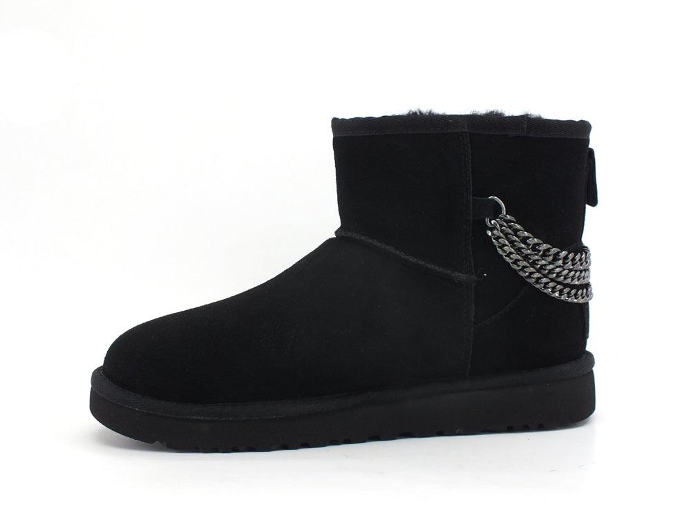 UGG W Classic Mini Chains Stivaletto Pelo Black W1123668 - Sandrini Calzature e Abbigliamento