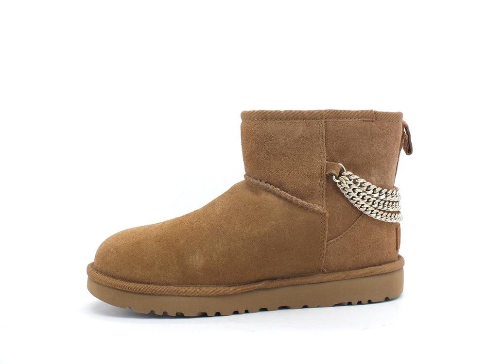 UGG W Classic Mini Chains Stivaletto Pelo Chestnut W1123668 - Sandrini Calzature e Abbigliamento