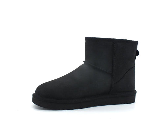 UGG W Classic Mini Leather Stivaletto Pelo Pelle Black W1016558 - Sandrini Calzature e Abbigliamento