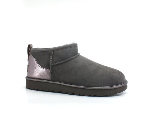 UGG W Classic Ultra Mini Shine Stivaletto Pelo Charcoal W1123634 - Sandrini Calzature e Abbigliamento