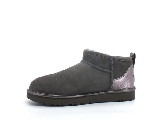 UGG W Classic Ultra Mini Shine Stivaletto Pelo Charcoal W1123634 - Sandrini Calzature e Abbigliamento
