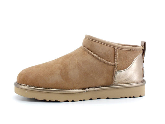 UGG W Classic Ultra Mini Shine Stivaletto Pelo Pink Beachwood W1123634 - Sandrini Calzature e Abbigliamento