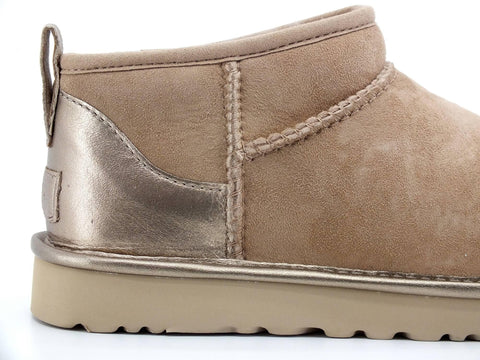 UGG W Classic Ultra Mini Shine Stivaletto Pelo Pink Beachwood W1123634 - Sandrini Calzature e Abbigliamento