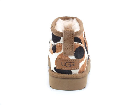 UGG W Classic Ultra Mini Stivaletto Cow Print Chestnut W1123630 - Sandrini Calzature e Abbigliamento