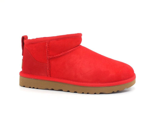 UGG W Classic Ultra Mini Stivaletto Pelo Ribbon Red W1116109 - Sandrini Calzature e Abbigliamento