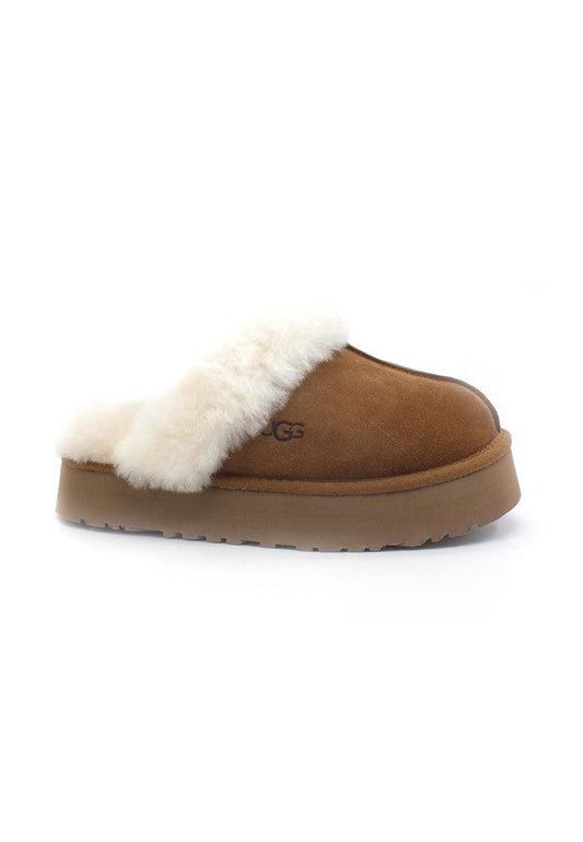 UGG W Disquette Ciabatta Pelo Donna Marrone Chestnut W1122550 - Sandrini Calzature e Abbigliamento