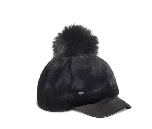 UGG W Faux Baseball Cap Pom Cappello Cuffia Black 18702 - Sandrini Calzature e Abbigliamento