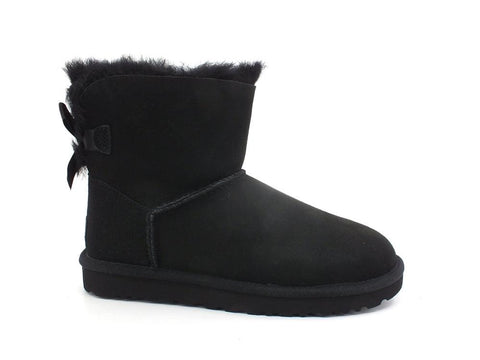 UGG W Mini Bailey Bow II Stivaletto Pelo Black W1016501 - Sandrini Calzature e Abbigliamento