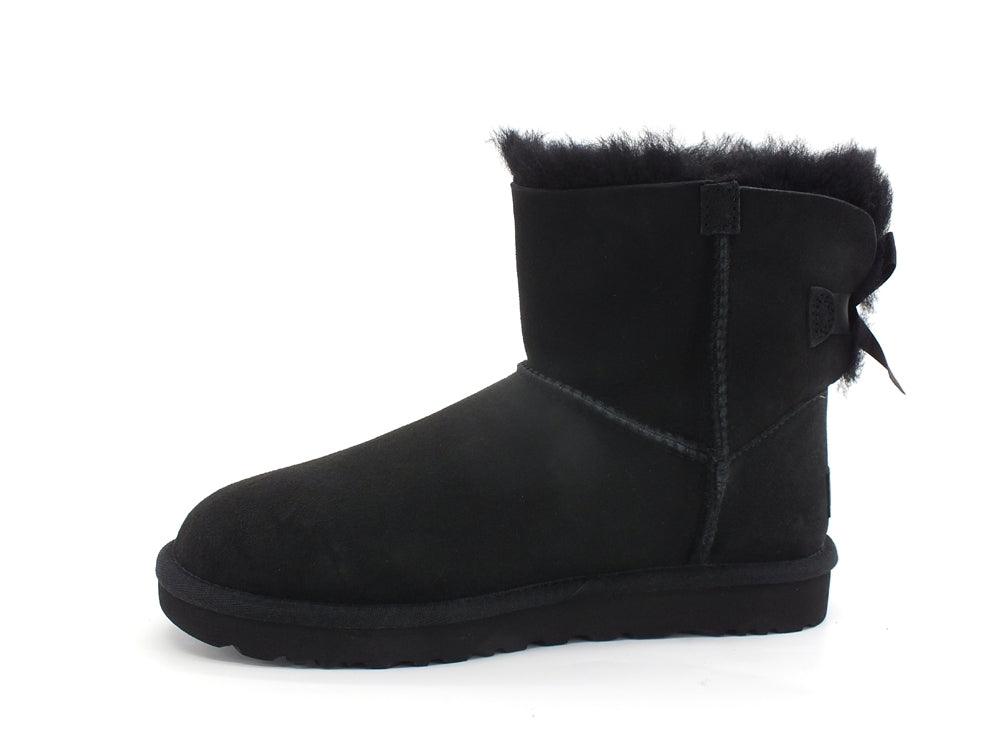 UGG W Mini Bailey Bow II Stivaletto Pelo Black W1016501 - Sandrini Calzature e Abbigliamento
