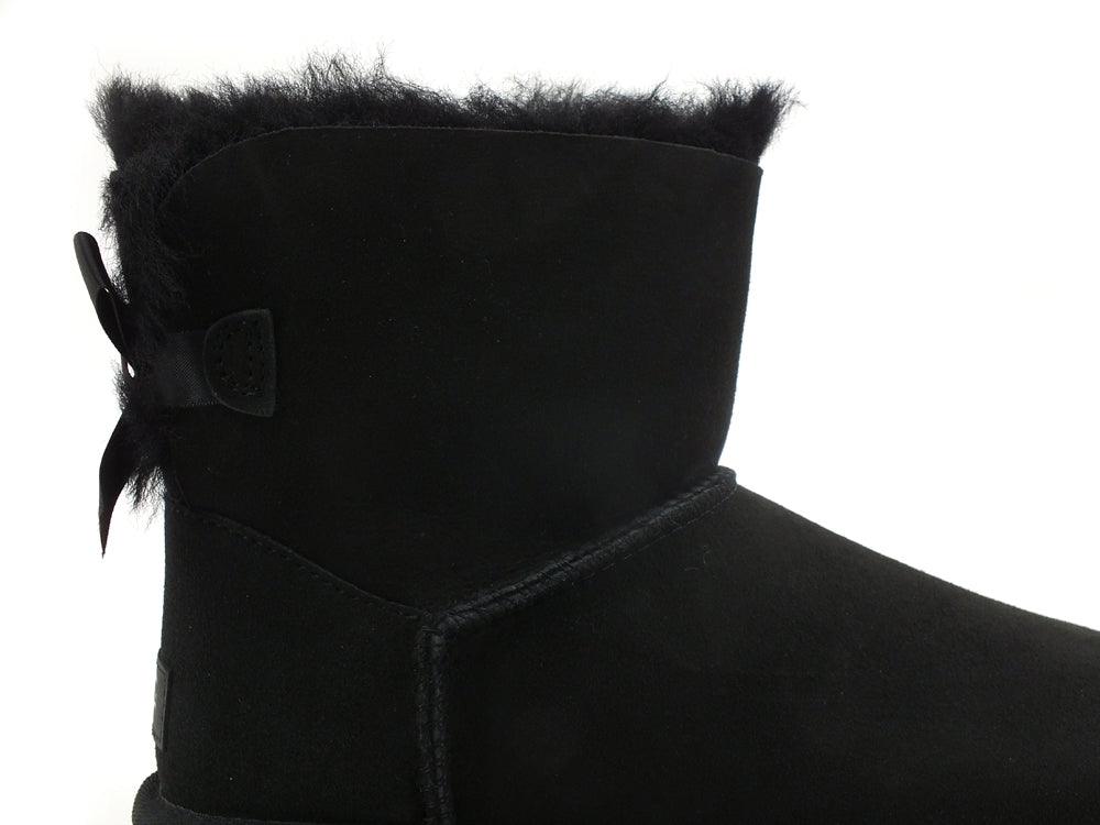 UGG W Mini Bailey Bow II Stivaletto Pelo Black W1016501 - Sandrini Calzature e Abbigliamento