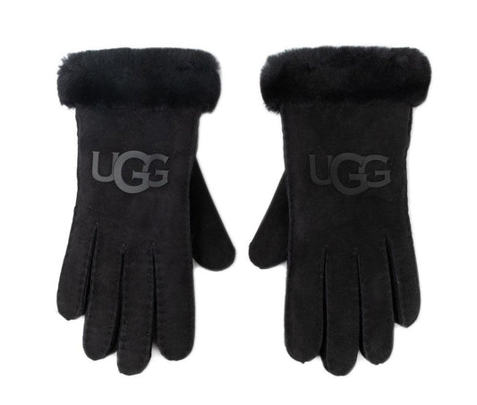 UGG W Sheepskin Logo Glove Guanti Black 18691 - Sandrini Calzature e Abbigliamento