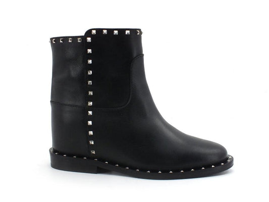 VIA ROMA 15 Malibù Stivaletto Pelle Borchie Nero 3405 - Sandrini Calzature e Abbigliamento