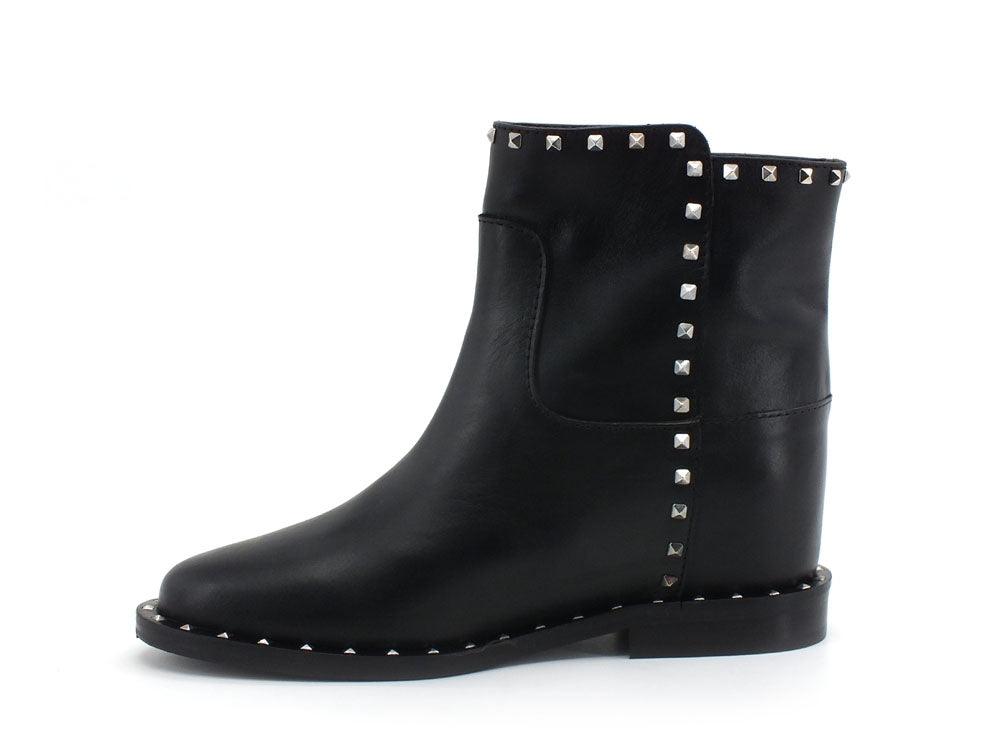 VIA ROMA 15 Malibù Stivaletto Pelle Borchie Nero 3405 - Sandrini Calzature e Abbigliamento
