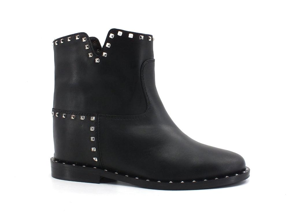 VIA ROMA 15 Malibù Stivaletto Tronchetto Borchie Nero 2853 - Sandrini Calzature e Abbigliamento