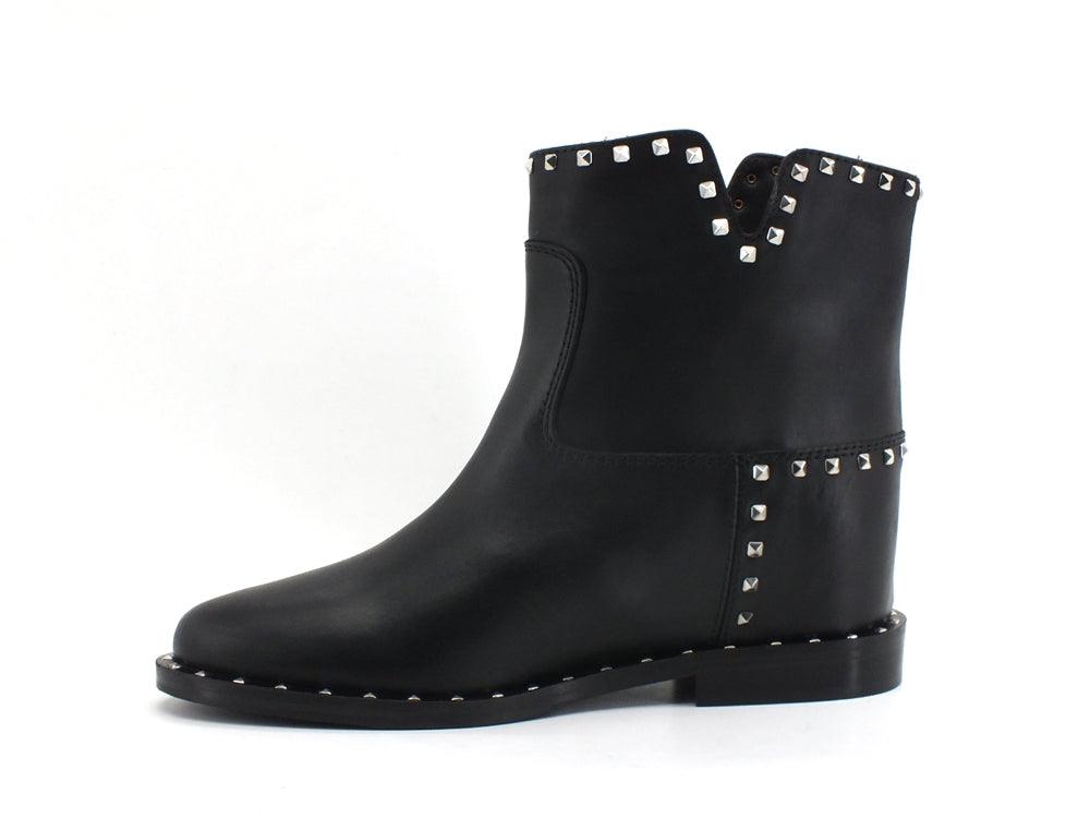 VIA ROMA 15 Malibù Stivaletto Tronchetto Borchie Nero 2853 - Sandrini Calzature e Abbigliamento