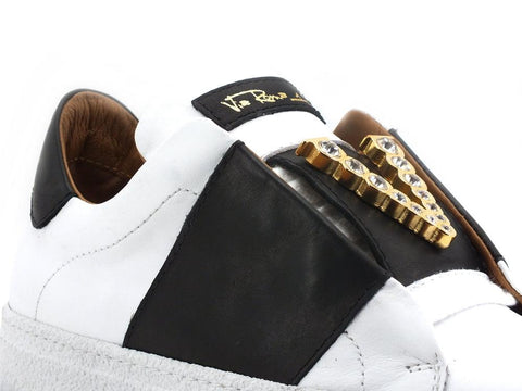 VIA ROMA 15 Saint Barth Sneaker V Strass Bianco Nero 3608 - Sandrini Calzature e Abbigliamento