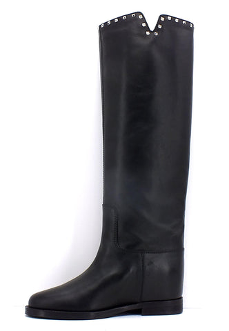 VIA ROMA 15 Stivale Spacco Borchiette Donna Nero 3830 - Sandrini Calzature e Abbigliamento