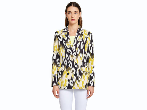 VICOLO Blazer Doppiopetto Animalier Donna Nero Bianco Giallo TH0687 - Sandrini Calzature e Abbigliamento