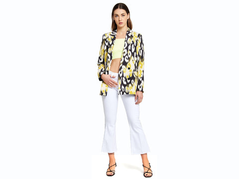VICOLO Blazer Doppiopetto Animalier Donna Nero Bianco Giallo TH0687 - Sandrini Calzature e Abbigliamento