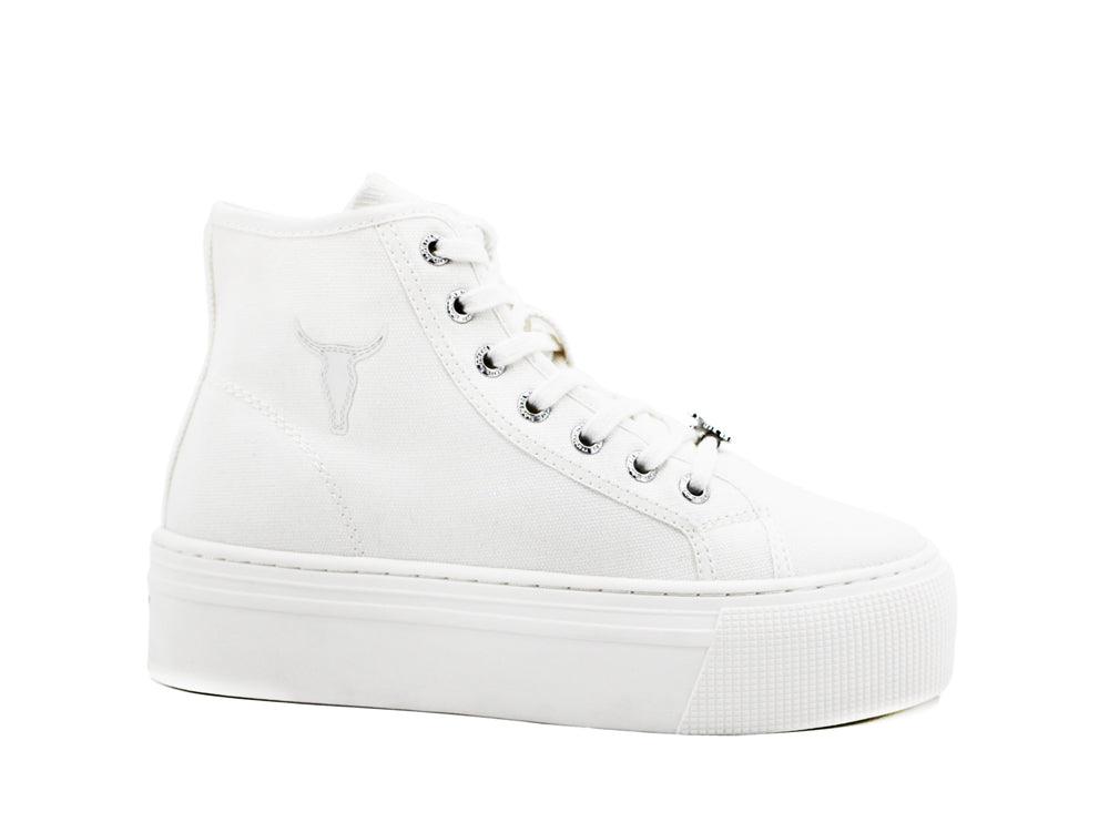 WINDSOR SMITH Sneaker Hi Platform Canvas White RUNAWAY - Sandrini Calzature e Abbigliamento