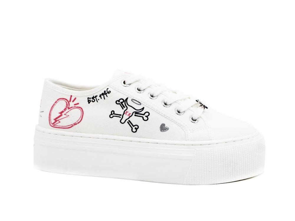 WINDSOR SMITH Sneaker Ox Platform Graffiti White RHEA - Sandrini Calzature e Abbigliamento