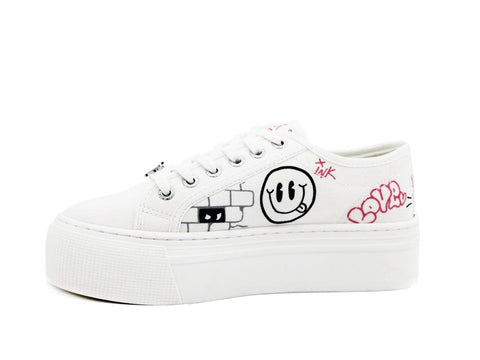 WINDSOR SMITH Sneaker Ox Platform Graffiti White RHEA - Sandrini Calzature e Abbigliamento