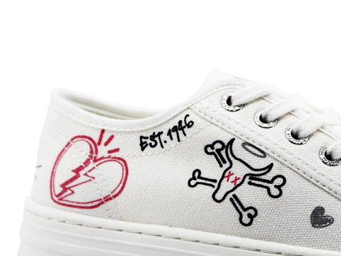 WINDSOR SMITH Sneaker Ox Platform Graffiti White RHEA - Sandrini Calzature e Abbigliamento